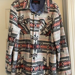 Rock & roll denim Aztec southwest print western shacket size medium